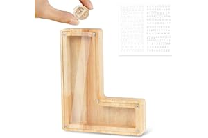 LEcylankEr Tirelire Personnalisée pour Enfants avec Lettres de A à Z en Bois Transparente - Décoration Créative - Cadeaux pour Anniversaire, Noël, Thanksgiving (L)