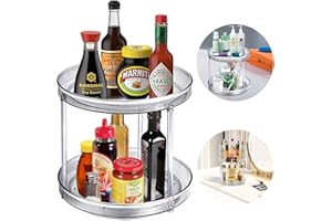 HUIZHOU Gewürzregale 2 Etagen Drehteller Organizer, 360°Drehteller Kühlschrank, 23cm Kühlschrank Organizer Drehteller, Drehteller Küche Aus Kunststoff