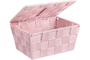 WENKO Förvaringskorg med lock Adria, rosa, badrumskorg med lock