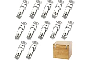 VOXIN Pack of 12 stainless steel tension clasps, lever lock, box lock, lever lock, hasp box closure for case box, doors, windows, furniture