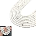1300 Pcs Flat Clay Beads, 6mm Polymer Clay Beads Clay Disc Beads, Bracelet Jewelry Making Beads Round Disc Beads for Necklace Earring Pendant and Anklet Craft Making, 325 Beads, 4 Strand (White)