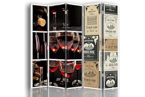 Feeby Pared divisoria Vino 5 Paneles Unilateral Retro Rojo 180x175 cm