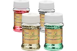 RAINBOW ECO PLAY Craft Biodegradable Chunky Glitter - Arts and Crafts for Kids, Christmas Decorations, Candle Making - Eco-Friendly, Cruelty Free - Assorted - 40g x 4