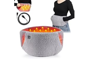AINID Heating Waist Belt, USB Powered Heating Pad with Hand Pockets, Electric Heated Pad with 3 Level Temperature Control for Period Cramps Body Joints Pain (Grey)
