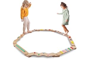 BommJokker Balance board kinder Balanciersteine für Kinder Holz Kleinkinder Schwebebalken Bunte Hindernissteine,Montessori Spielzeug