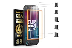 Auarte 4 Pièces Verre Trempé pour Nintendo Switch 2 [7,9 Pouces], Protection écran avec Kit Installation Offert et 5 Dust Plug Accessoires pour Switch 2, Dureté 9H, Anti-rayures, HD Clair, Sans Bulles