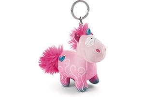 Nici 49100 unicorn Midnight Floral 10cm pink-Sustainable companion cuddly animal pendant lanyard, ring & key holder