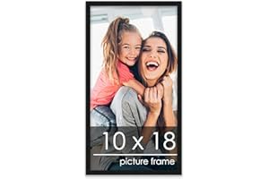 POSTER PALOOZA 10x18 Frame Black Solid Wood Picture Frame - UV Acrylic, Foam Board Backing & Hanging Hardware Included