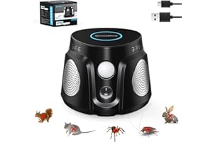 OUTSWEAT Ultrasuoni per Topi con 3 Altoparlanti, 3 Modalità Interno Repellente Topi Plug in con 9 Luci Stroboscopiche, 360° e 200 M² Ultrasonic Cockroach Repellent per Roditori Ratti Scarafaggi