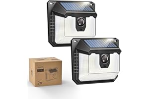 Philips Lampe Solaire Extérieur avec Détecteur, 120 LEDs Sécurité, 3 Modes, Étanche pour Jardin Clôture Garage Lot de 2