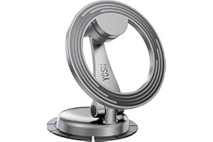 YOSH Supporto Auto Magnetico per MagSafe, Ultra Stabile con Magneti N55, per Cruscotto Auto, Design Pieghevole in Metallo, Compatibile con iPhone 17-12 e tutti i smartphone (anello metallico incluso)