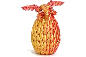 Ackygetrich 3D Printed Dragon Egg Fidget Toy Surprise Egg with Flexible Winged Dragon Inside, Birthday Gift, Desk Figure Decor (golden)