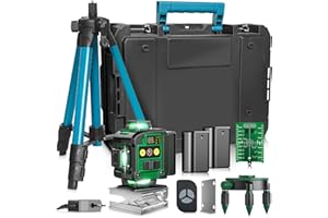 RINOXAR Livella Laser con Treppiede, 4x360° 16 Linee Livella Laser Autolivellante Professionale, Livello Laser Verde con Modalità Impulsi, 2xBatterie, Tipo C, Telecomando, Display Digitale- Trueline EXTREME