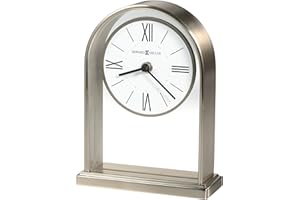 Howard Miller Jefferson Table Clock 645-826 – Glass Panel with Polished Nickel Edges, Black Roman Numerals, Bar-Style Hands, Modern Home Décor, Quartz Movement