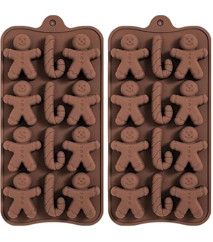 Stampo Natalizio In Silicone Per Biscotti E Cioccolatini - Forme Omino Pan Di Zenzero E Bastoncino