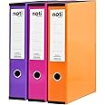 Box File Laminated Foolscap, Lockspring, Ring Pull & Catch, 70mm Spine, Assorted Box of 3, Purple, Pink & Orange