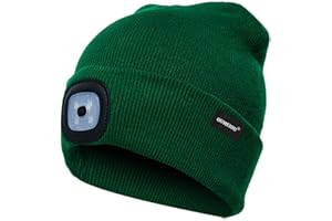 Oumeiou New Warm Bright LED Lighted Beanie Cap Unisex Rechargeable Headlamp Hat Multi-Color