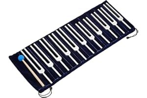 Tuning Fork Set 11 Tuning Fork with Silicone Hammer Cleaning Cloth and Bag for Sound Therapy, DNA Perfect Healing, Musical Instrument, Balancing, Healing Vibration