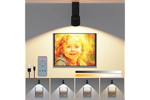 Coollamp Wireless Picture Lights for Wall, 6000mAh Battery Operated Wall Light, Painting Lights with Adjustable Focus 4 Color Temperatures Dimmer Timer Remote Control, Led Spot Light for Ceiling