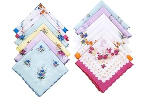 JukLoos Taschentücher für Damen,Bedruckte Damentaschentücher aus Baumwolle für Hochzeitsfeiern