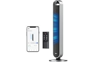 Dreo 25dB Ventilador de Torre con Mando a Distancia, Silencioso de 7,9 m/s de Velocidad, Oscilante de 120° con 12 Velocidades, 4 Modos, Temporizador de 12 horas, Ventilador de pie, Potencia 36W