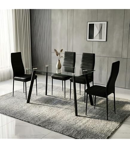 Ikea Tarendo Table and 4 Chairs, Black: Buy Online at Best Price