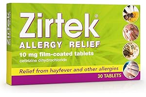 Zirtek Allergy Relief Antihistamine Tablets | 30 Allergy Tablets 10mg| Hayfever, Dust, Pets, and Hives | Cetirizine Antihistamine Tablet | Relieve Allergic Symptoms | Adults and Children Over 6 Years