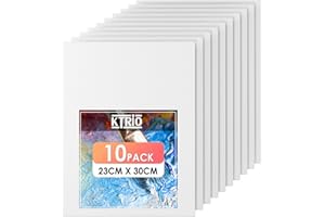 KTRIO Canvas Boards for Painting, 10 Pack 23x30CM Painting Canvas 100% Cotton Primed Small Art Canvas Painting Supplies for Acrylic Oil Watercolor Paint Tempera
