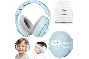 Sunshine smile Baby Gehörschutz 0-4 Jahre, 2-in-1 Gehörschutz Baby Kopfhörer mit Geräuschunterdrückung & Verstellbarem Kopfband, Grau, Cartoon-Muster, Unisex Baby, 0-4 Jahre