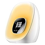 Groov-e Light Curve Touch Control FM Radio Alarm Clock with LED Lamp Wake-Up Light & Snooze-White, Medium