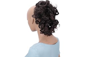 CAISHA by PRETTYSHOP Parrucchino Scrunchie Updo Acconciature Voluminoso Ricci Disordinato Bun Marrone Misto G4L