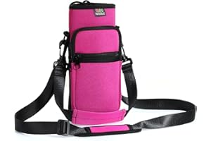 Nuovoware Bolsillo de Botella Agua Portátil Neopreno, 750ml/1000ml/1800ml Bolsillo con Correa Hombro Prueba Caída, Funda Impermeable Botella Agua Protectora para Viaje