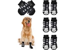 TERJBG 4 Paar Anti-Rutsch Socken für Hunde, einstellbare Indoor-Hundegriff-Socken mit Riemen, Haftsocken Pfotenschutz für Drinnen, Hundesocken Anti Rutsch, Hundesocken für Hunde im Innenbereich im Freien (L)