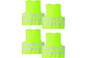 Flaconi 4 Pcs Security Vest,Safety Vest for Auto,Safety Vests Reflective for Car,Car Accessories,Safety Vests Reflective,Mesh Safety Vest with 2in Reflective Strips