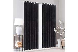 XXR LUXURY CRUSHED VELVET CURTAINS LINED EYELET RING TOP UK SIZES (Black, 90x90'')