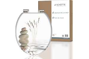 SCHÜTTE Abattant WC Wellness en MDF avec frein de chute Blanc Très grande résistance au poids, testée jusqu'à 150 kg