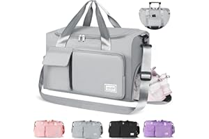 Sport Gym Bag for Women Men, CS COSDDI Duffle Bag with Shoes Compartment, Weekend Travel Bag Overnight Bag with Trolley Sleeve, Waterproof Lightweight Holdall Bags Dry & Wet Seperated Luggage Bags