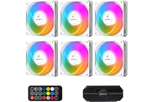 upHere LED RGB de 120 mm con control remoto PC ventilador de refrigeración ultra silencioso alto flujo de aire para PC casos, refrigeración por computadora, paquete de 6, NT1206-6