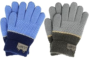 IHCEMIH Mittens Children Cold Weather Knitted Glove Plush Lining Cute Gloves Magic Stretch Boys Girls Winter Outdoor Thermal Warm Unisex Ski Gloves on String