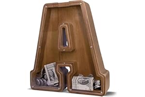 JOOMLAFLY Wooden Letter Piggy Bank for Kids Larger Alphabet Letter Bank for Boys Initial Coin Bank Personalized Piggy Bank Wood Money Save Box for Birthday and Festival- 12" A Piggy Bank