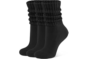 Closemate Womens Scrunch Crew Socks Retro Soft Cotton Cozy Slouchy Socks for Sneakers Boot 3 Pairs