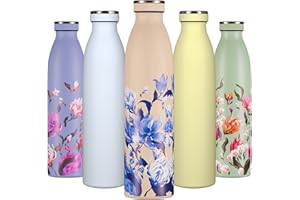 B2DO Borraccia Termica 750ml Beige Cielo in fiore | Bottiglia d'Acqua Acciaio Inox Thermos | Bottiglia per Acqua Isolamento Sottovuoto |Doppia parete isolato Termica Bottiglia riutilizzabile senza BPA