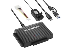 Pixelure IDE USB Adapter,6Gbps USB3.1 zu IDE/SATA Festplatte Adapter Für 2,5/3,5 Zoll HDD/SSD Festplatte-Adapter Konverter SATA UsbAdapter Für Windows11/10/8/7 Mit 12V/2A Netzteil,SATAKabel,USB-Kabel