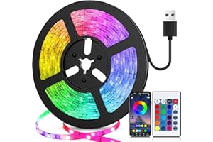 ‎FUPT LED Strip 5m USB, RGB LED Streifen, Farbwechsel LED Lichterkette mit Fernbedienung, App-steuerung, Musikmodus, Timer-Einstellung, LED Band für Haus Schlafzimmer TV KücheDeko…