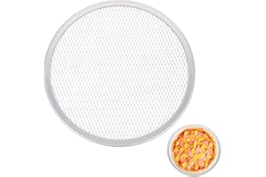 Cabilock Plaque de cuisson à pizza, en maille, à pizza, en acier au carbone, ronde, en forme de pizza, plateau à pizza, poêle, barbecue, gril, plaque pour pizza surgelée, 25 cm