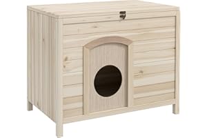 PawHut Hundehütte Hundehaus faltbar Haustierhaus mit Klappdach Katzenhaus Massivholz Natur 78 x 51 x 62 cm
