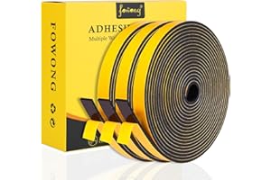 fowong Fensterdichtung Selbstklebend 15m(L)/3 Rollen, Abnehmbarer Klebstoff, Dichtungsband Selbstklebend für Türen Fenster, Dichtungstreifen Wetterfest, Kollisionsprävention, Schalldämmung, Schwarz