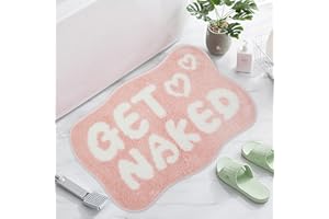 Waslary Get Naked Alfombrilla de Baño Absorbente Antideslizante Alfombra para Bañeras Duchas (50x80cm, Rosa)