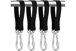 Tenbrachian 4 Sets Tree Swing Straps Hanging Kit Straps, 30cm x 25mm Heavy Duty Hammock Straps, Adjustable Swing Hanging Straps with 4 Carabiner Hooks & 4 D-rings, for Tree Swing Hammocks(30CM)