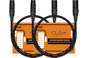 BestSounds 2Pack XLR Microphone Cable 1M (3FT), Oxygen-Free Copper (OFC) XLR Male to Female Cord/Mic Cable (1m 2Pack)